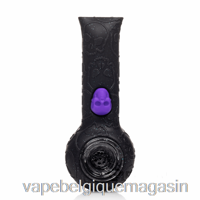 Vape Shop Bruxelles Stratus Silicone Crâne Main Pipe Brillant Panthère (glitter Black / Uv Green Bee)